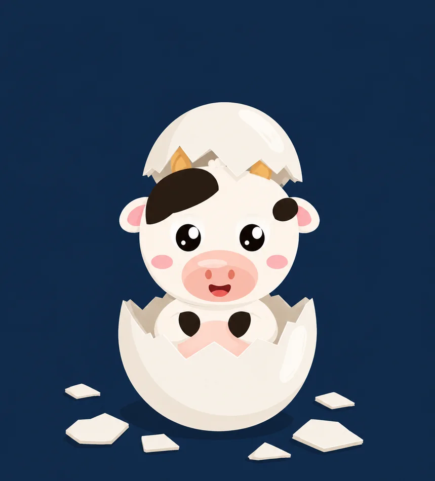 A freshly hatched Moo standing ready