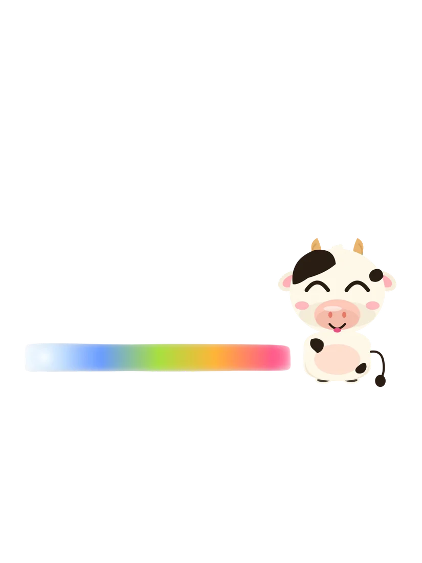 Moo at the end of a growing rainbow progress bar